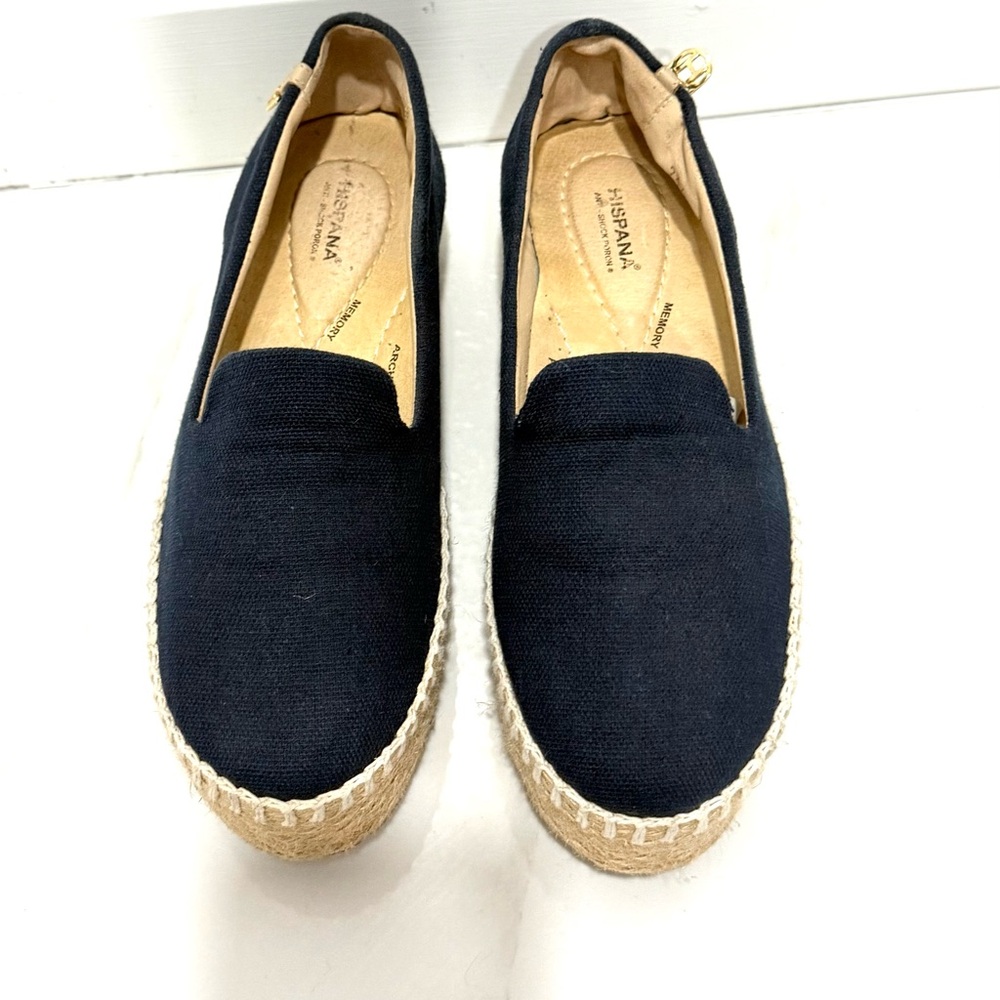 Hispana antishock Parion‎ memory Women's navy blue Espadrille Shoes 7.5